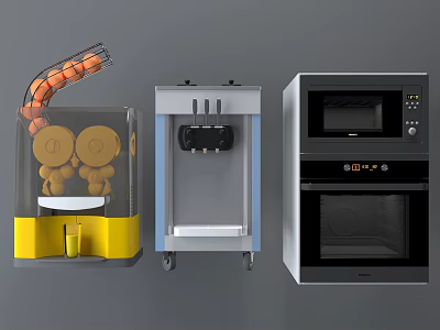 Essential Kitchen Appliances With Fruit Juicer Ice Maker And Microwave Oven 3d model
