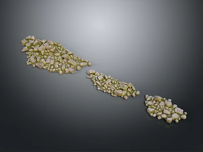 Piles of Green and Beige Wood and Stone Granules on Dark Background 3d model