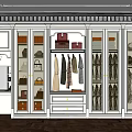 Luxurious Wardrobe Interior With Glass Doors Storage Shelves Hanging Clothes And Handbags