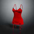 Red Satin Slip Dress With Delicate Lace Trim And Bow Accents