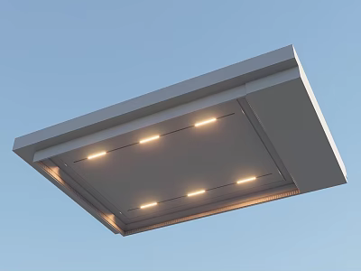 Modern Flush Mount Ceiling Light with Square Multiple Illuminated Bulbs and Sleek Edge Light Strip 3d model