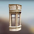 European Style Stone Carved Structure With Decorative Columns And Windows 3d model
