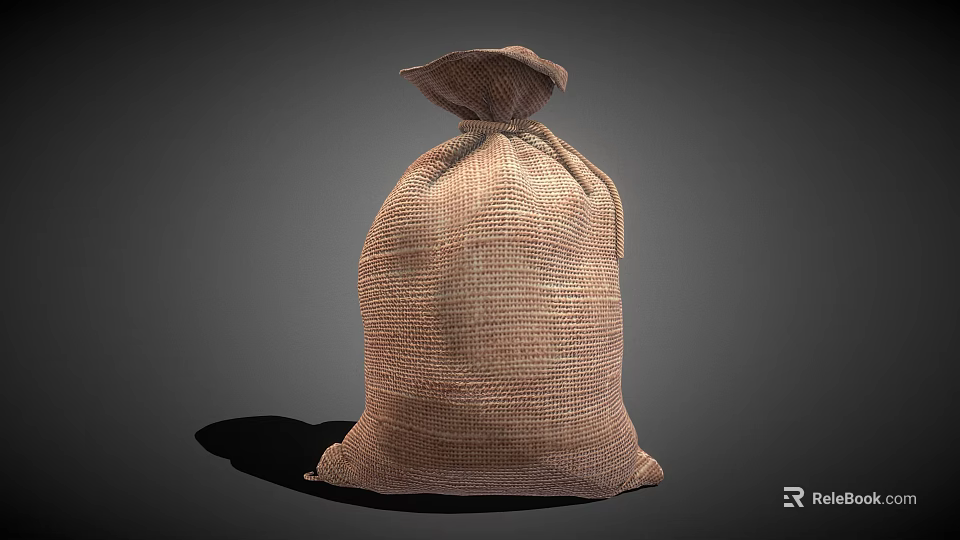 Practical Burlap Sack For Daily Storage With Natural Texture And Drawstring Closure 3d model 
