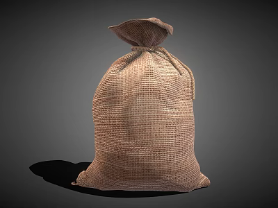 Practical Burlap Sack For Daily Storage With Natural Texture And Drawstring Closure 3d model