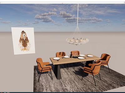 Modern Dining Table and Chair Combination Dining Table and Chair 3d model