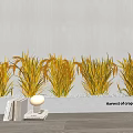 Plant Combination of Harvest Crops in Concrete Planter with White Pebbles Books and Table Lamp