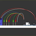 Microcontroller Development Board With Multiple Colored LED Lights And Connecting Wires