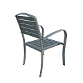 Durable Modern Metal Outdoor Chair For Garden Patio With Slatted Design And Armrests