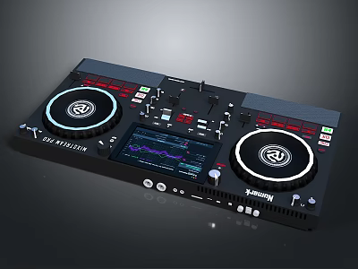 Numark DJ Controller Electronic Equipment with Dual Turntables Display Screen and Control Knobs 3d model