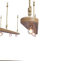 Elegant Bar Counter With Ornate Decorative Patterns And Hanging Wooden Lights 3d model