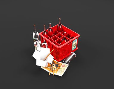 Modern wine bottle wine bottle case 3d model