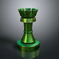 Green Chess Rook With Shiny Metallic Finish And Decorative Base Design