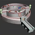 Medieval Circular Fortress Architecture With Stone Walls Towers And Wooden Drawbridge