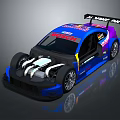 Blue Racing Car With Red Bull Livery Rear Wing And Aerodynamic Design