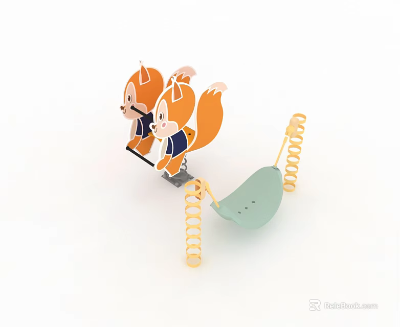 Swing Door With Cute Squirrel Decorations Spring And Light Green Accents 3d model