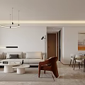 Modern Living Dining Room Interior Design With Sofa Coffee Tables And Dining Chairs