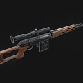 Classic Bolt Action Rifle With Wooden Stock Black Barrel And Scope
