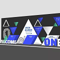 2024 Gala Evening Photo Check-in Spot with Welcome Sign One Letter and Geometric Shapes