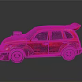 Red Custom Modified Car With Exposed Engine Rear Spoiler And Distressed Paint