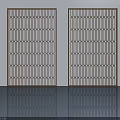 Hinged Doors with Grid Design and Modern Geometric Pattern in Brown Frame 3d model