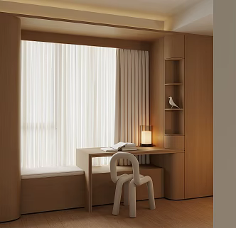 Modern Bay Window Desk 3d model
