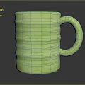 Light Green Ribbed Texture Ceramic Mug With Simple Design And Comfortable Handle 3d model