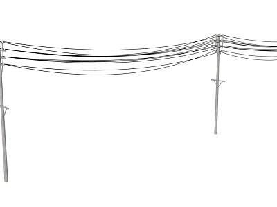 Roadside Utility Poles With Multiple Overhead Power Lines Infrastructure 3d model