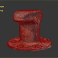 Rusty Red And Black Metal Bollard With Circular Base And Bolts