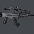 Tactical Assault Rifle With Metallic Finish Scope Magazine Handguard And Accessories