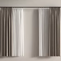 Modern Double Layer Brown And White Velvet Curtains With Black Curtain Rod