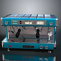 Blue Modern Electronic Espresso Coffee Machine With Double Handles Control Panel And Stainless Steel Parts