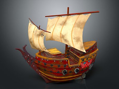 Chinese Sailing Boat Clipper Ancient Boat Ancient Wooden Boat 3d model