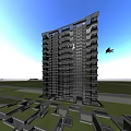 Modern High Rise Residential Building With Balconies Large Windows And Green Surroundings
