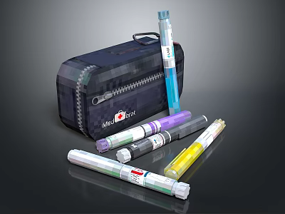 Practical Stationery Pouch With Assorted Colored Pens For Daily Use 3d model