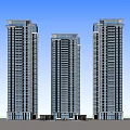 Modern High Rise Buildings With Top Design Central Road And Green Belts Layout
