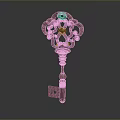 Red Carved Decorative Key With Intricate Floral Pattern And Ornate Handle