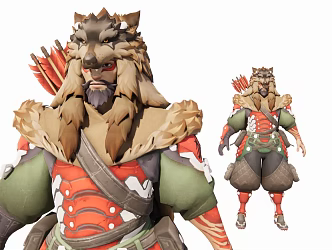 Lone Wolf Half-Hide Character Costume 3d model