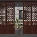 Traditional Chinese Wooden Sliding Doors with Intricate Lattice Design for Interior Partition