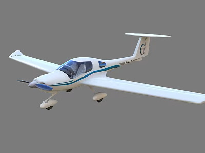 White Light Aircraft With Blue Stripes Single Engine Two Seater Design 3d model