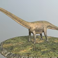 Long Necked Sauropod Dinosaur Model Standing On Grass Covered Circular Base