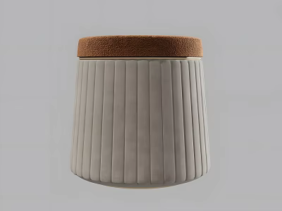 Stylish Modern Gray Vertical Striped Stool With Brown Cushion Top 3d model
