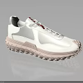 White Casual Sneakers With Red Accents And Thick Textured Sole For Modern Style