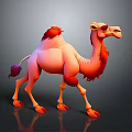 3D Camel Model In Cartoon Style With Orange Red Fur And Realistic Shading