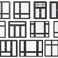 Various Modern Casement Windows With Black Frames And White Glass Designs 3d model