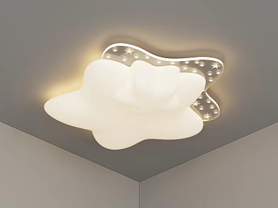 Cute Cloud Shaped Ceiling Light with Star Decorations and Soft Illumination for Kids Room 3d model