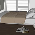 Tatami Bedroom Interior With Wooden Floor White Pillows Beige Blanket Open Book And Round Lamp