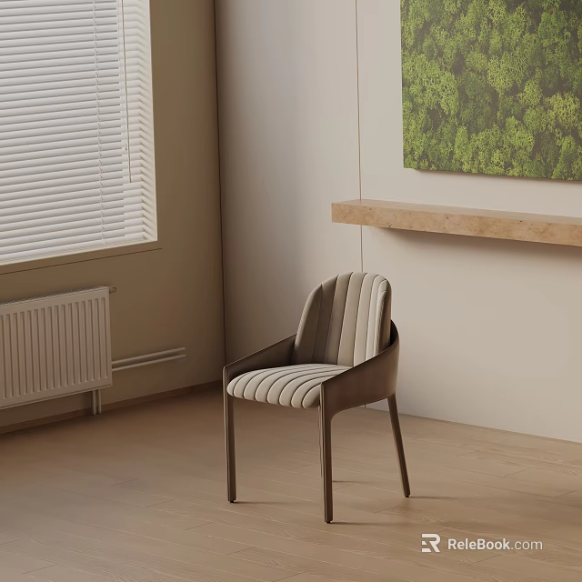 Minimalist Dining Chair With Upholstered Seat And Wooden Frame In Interior Setting 3d model 