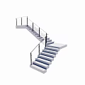 Modern Stairs with Black Railing and White Steps in Contemporary Interior Design 3d model