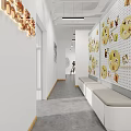 Modern Photography Studio With Studio Lights Tripods Paintings On Walls Gray Floor And Small Decor