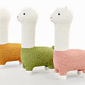 Three Cute Colorful Alpaca Plush Dolls In Orange Green And Pink